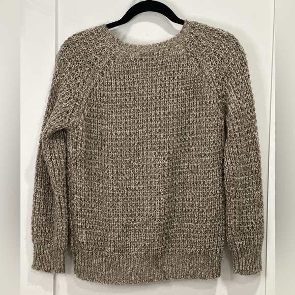 Joie Tan Alessa Sweater Loose Knit Crew Neck Brown Small Quiet Luxury Boho Chic - Picture 4 of 10